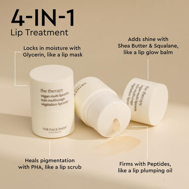 The Face Shop The Therapy Multi Vegan Lipcerin/Lip Mask with Peptides, Shea Butter & PHA